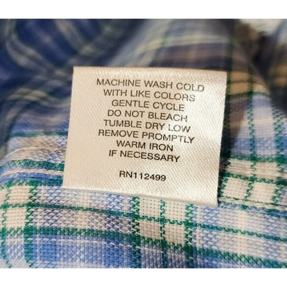 TAILORBYRD Collection Short Sleeve Blue Green Plaid Button Down Shirt Size Large - Picture 8 of 10